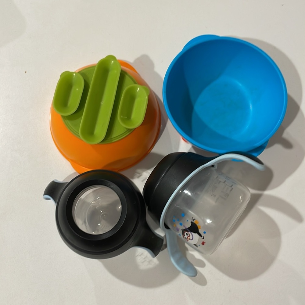 Baby spout bottle and suction bowls
